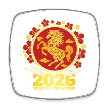 2026 Jahr des Pferde-Zodiac-Chinesischen Neujahrs - Viereckiger Kühlschrankmagnet - Weiß - Vorne