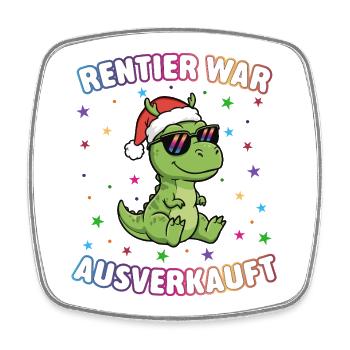 Weihnachtsdino mit Sonnenbrille - Viereckiger Kühlschrankmagnet - Weiß - Vorne
