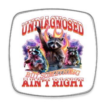 Funny Raccoon - Viereckiger Kühlschrankmagnet - Weiß - Vorne
