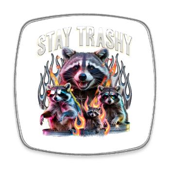 Funny Raccoon - Viereckiger Kühlschrankmagnet - Weiß - Vorne