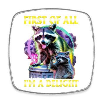 Funny Raccoon - Viereckiger Kühlschrankmagnet - Weiß - Vorne