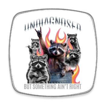 Funny Raccoon - Viereckiger Kühlschrankmagnet - Weiß - Vorne