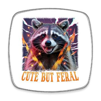 Funny Raccoon - Viereckiger Kühlschrankmagnet - Weiß - Vorne