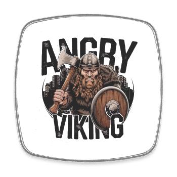 Angry Viking with Axe and Shield - Square fridge magnet - white - Front