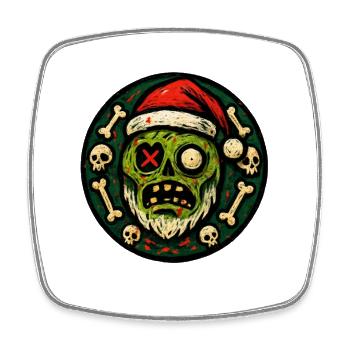 Zombie-Weihnachtsmann - Viereckiger Kühlschrankmagnet - Weiß - Vorne