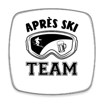 Après Ski Team, Wintersport, Skiurlaub - Viereckiger Kühlschrankmagnet - Weiß - Vorne