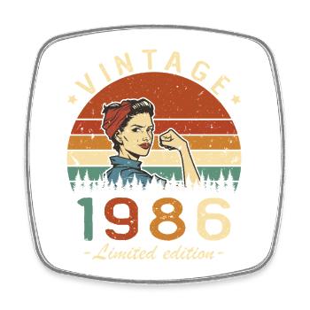 1986 Vintage Rétro Cadeau D'anniversaire Femme - Magnet carré - blanc - Devant