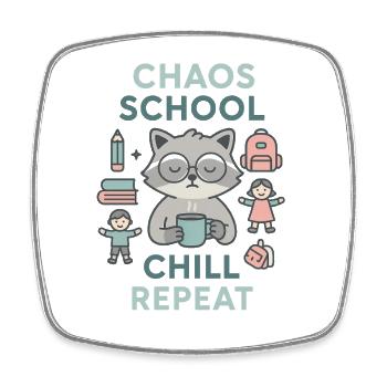 Chaos School Chill Repeat - Viereckiger Kühlschrankmagnet - Weiß - Vorne