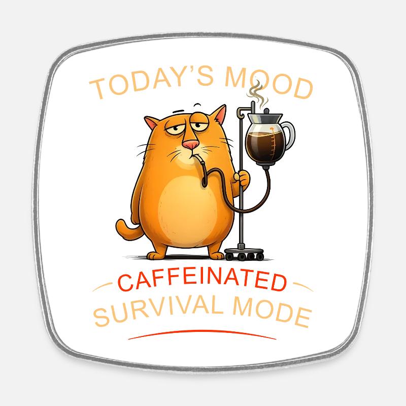 Chat du café en mode survie - Magnet carré - blanc
