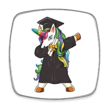 Davant le diplôme de la promotion 2026 de la licorne drôle - Magnet carré - blanc - Devant
