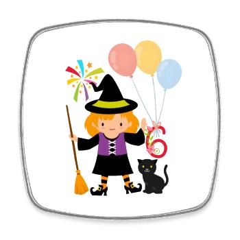Kleine Hexe 6. Geburtstag Mädchen Design - Viereckiger Kühlschrankmagnet - Weiß - Vorne