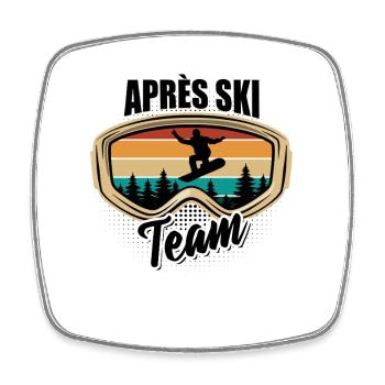 Snowboard | Après Ski Team, Wintersport - Viereckiger Kühlschrankmagnet - Weiß - Vorne