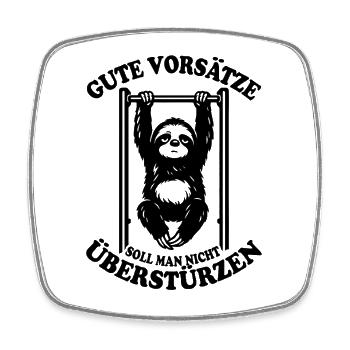 Sloth | Pull-up, fitness, New Year's resolutions quote - Square fridge magnet - white - Front