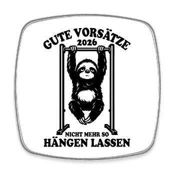 Sloth | Pull-up, Fitness, New Year's Resolutions 2026 - Square fridge magnet - white - Front