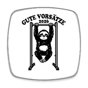 Sloth | Pull-up, Fitness, New Year's Resolutions 2026 - Square fridge magnet - white - Front