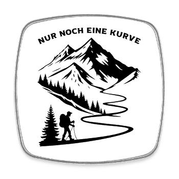 Nur noch eine Kurve lustige Berg und Alpen Sprüche - Viereckiger Kühlschrankmagnet - Weiß - Vorne