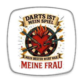 My Best Throw Was My Wife – Darts Heart Shirt - Square fridge magnet - white - Front