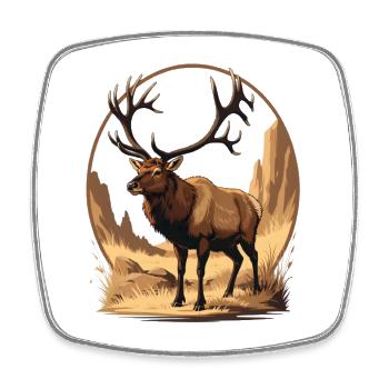 Hirsch Illustration in Felsiger Wildnislandschaft - Viereckiger Kühlschrankmagnet - Weiß - Vorne