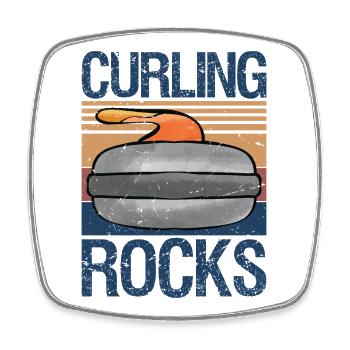 Curling Rocks : cadeau drôle de sports d’hiver - Magnet carré - blanc - Devant