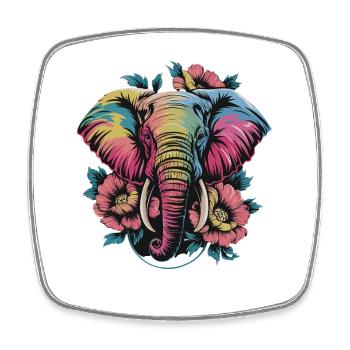 Bunter Elefant mit Blumen Boho Tierliebe Ethno - Viereckiger Kühlschrankmagnet - Weiß - Vorne