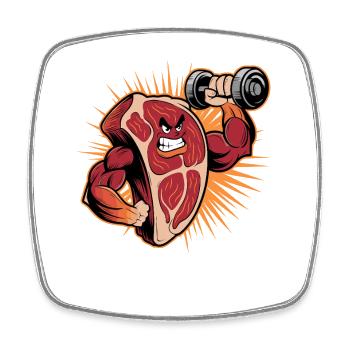 Muscular Steak Bodybuilding Fun Fitness - Square fridge magnet - white - Front