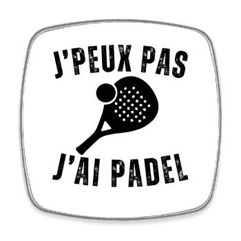 I can't I have padel gift padelist - Square fridge magnet - white - Front