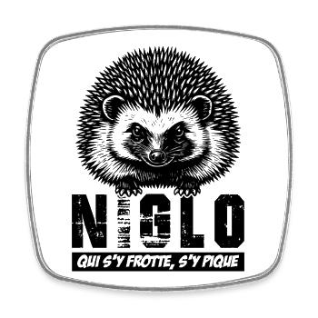 Hedgehog - NIGLO who rubs up against it gets stung, - Square fridge magnet - white - Front