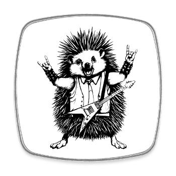 Hedgehog rocker Niglo Rocker animal punk t-shirt - Square fridge magnet - white - Front