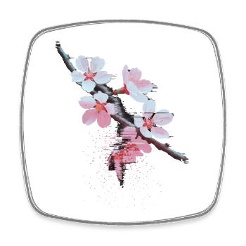 Kirschblüten Glitch Art Zweig - Viereckiger Kühlschrankmagnet - Weiß - Vorne