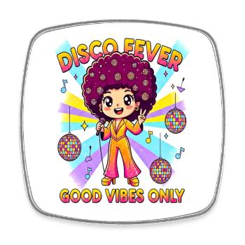 DISCO FEVER Comique mignonne années 70 - Magnet carré - blanc - Devant