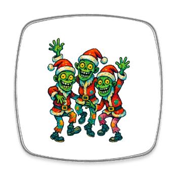 Lustige Weihnachts-Zombies im Weihnachtsmannhut - Viereckiger Kühlschrankmagnet - Weiß - Vorne