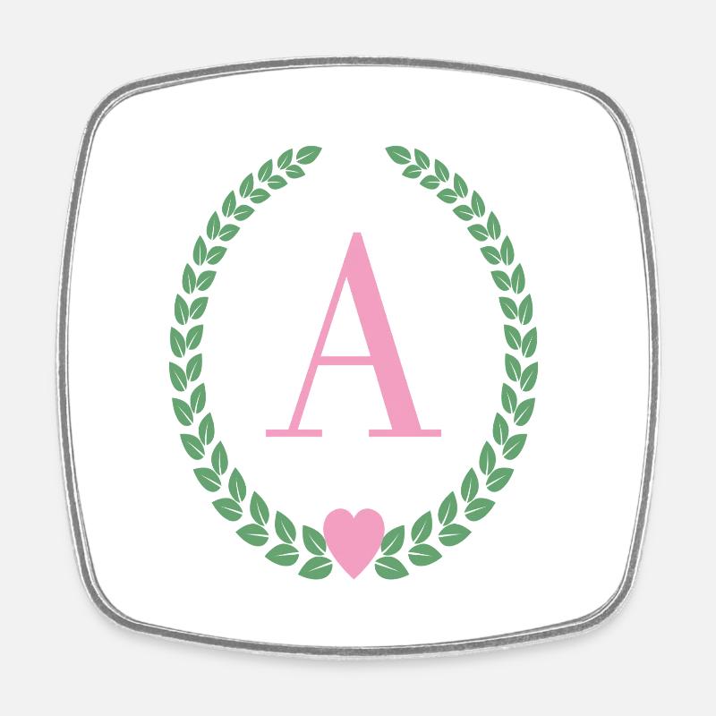Lettre A monogram - Magnet carré - blanc