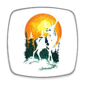 Hirsch, Wald, Natur, Wildnis, Outdoor, Tier - Viereckiger Kühlschrankmagnet - Weiß - Vorne