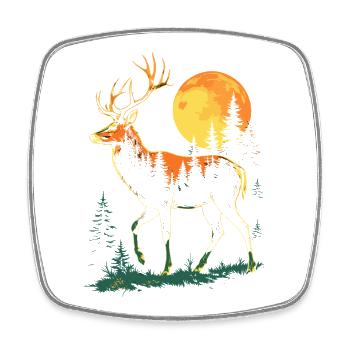 Hirsch, Wald, Natur, Wildnis, Outdoor, Tier - Viereckiger Kühlschrankmagnet - Weiß - Vorne