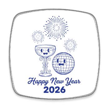 Happy New Year 2026 Fireworks Party - Square fridge magnet - white - Front