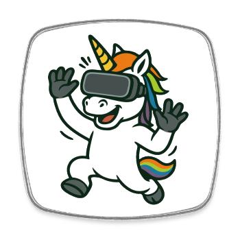 Mascotte licorne VR avec détails arc-en-ciel - Magnet carré - blanc - Devant