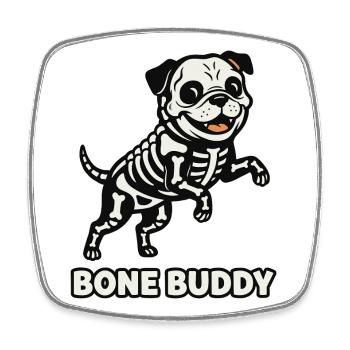 Chien Bone Buddy - Magnet carré - blanc - Devant