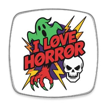 I Love Horror Retro Cartoons - Square fridge magnet - white - Front