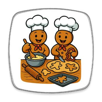 Weihnachtsbäckerei Lebkuchenmann Cartoon - Viereckiger Kühlschrankmagnet - Weiß - Vorne