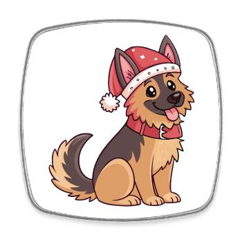 Festlicher Hund Weihnachtsmannhut - Viereckiger Kühlschrankmagnet - Weiß - Vorne