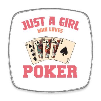 Just One Girl Poker Cards - Square fridge magnet - white - Front