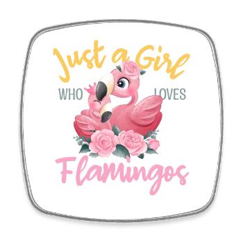 Only one girl loves flamingos - Square fridge magnet - white - Front