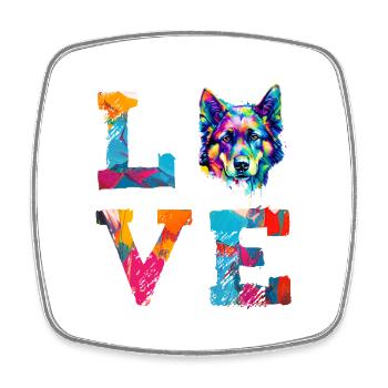 Berger allemand Love Art Coloré de chien Maman et Papa Cadeau - Magnet carré - blanc - Devant