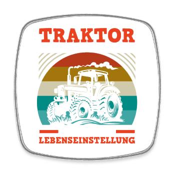 Trecker Landwirt Bauer Traktorfahrer Traktor - Viereckiger Kühlschrankmagnet - Weiß - Vorne