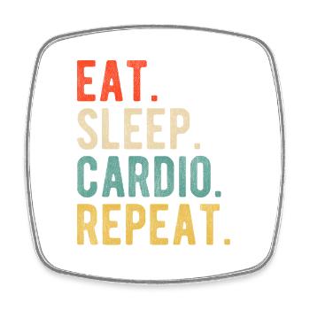 Eat Sleep Cardio Repeat Trainingsmotto Retro - Viereckiger Kühlschrankmagnet - Weiß - Vorne