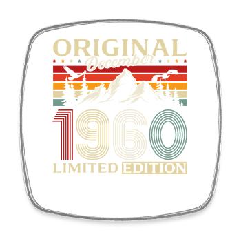 65. Geburtstag Original Dezember Jahrgang 1960 - Viereckiger Kühlschrankmagnet - Weiß - Vorne