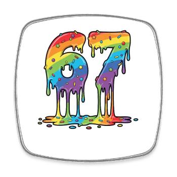 Célébration du mème Rainbow 67 - Magnet carré - blanc - Devant