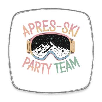 Après Ski Party Team Mountains Stars Lunettes de ski - Magnet carré - blanc - Devant
