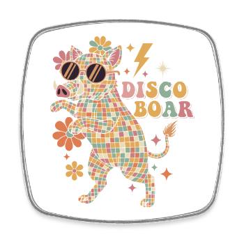 Techno Disco Boar Disco Ball Party Funny - Square fridge magnet - white - Front