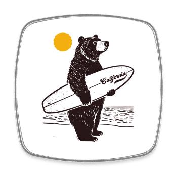 California Surf Bear - Square fridge magnet - white - Front